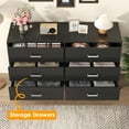 thumbnail image 5 of VVFLU 6 Drawer Dresser, Wide Chest of Drawers Organizer Storage with Drawers, Large Storage Cabinet, Modern Design Dresser for Bedroom, Living Room, Porch, Black, 5 of 8