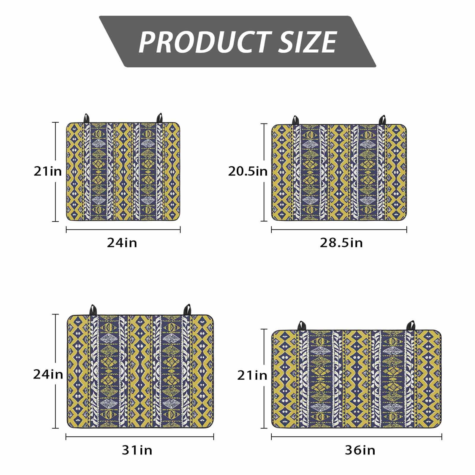 Yellow Navy Blue Geometric Stove Top Cover for Electric Stove, Heat-proof & Non Slip Glass Top Stove Cover Protector, Southwestern Ethnic Boho Kitchen Flat Cooktop Rubber Mat 24x21 Inches