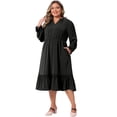 thumbnail image 3 of DARING DIVA Women's Plus Size Ruffle V Neck Long Sleeve Midi Casual Dress 4X Black, 3 of 6