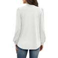 thumbnail image 4 of Long Sleeve Shirts for Women Mock Neck Tops Pleated Front Blouses Dressy Casual Fall Fashion Clothes, 4 of 5