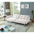 thumbnail image 3 of Legend Vansen 75.6" Convertible Modern Wood & Velvet Fabric Sofa Bed in Beige, 3 of 8