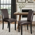 thumbnail image 4 of HomGarden 2 Pack Modern Upholstered Leather Indoor Dining Chair High-Back Padded Parson Chair Brown, 4 of 11