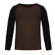 thumbnail image 5 of Blusas y camisas de manga larga con cuello redondo para hombre, informales, lisas, empalmadas, de manga larga, de alta elasticidad, que mantienen el calor, camisetas y pantalones de poliéster para hom, 5 of 8