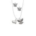 thumbnail image 2 of Delight Jewelry Silvertone White Ice Skates Silver tone Guardian Angel Charm Necklace and Stud Earrings, 2 of 4