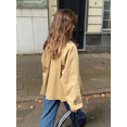 thumbnail image 2 of Chaqueta corta de retales caqui para mujer, abrigo holgado con solapa de un solo pecho, ropa de calle informal de nuevo diseño, 2024, 2 of 5