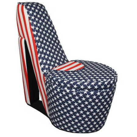 Patriotic Red, White and Blue High Heel Storage Chair, Multiple (Best Way To Store High Heels)