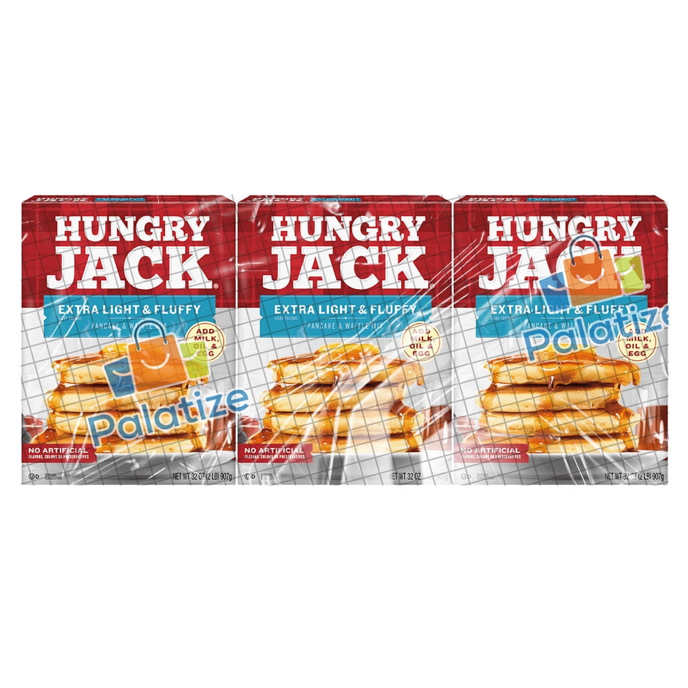 Hungry Jack Pancake & Waffle Mix, Extra Light & Fluffy, 32 oz - Palatize Pack of 3