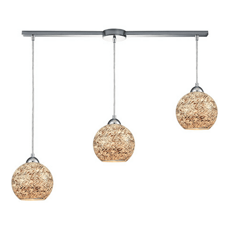 - Pendants 3 Light With Polished Chrome Finish Painted Crosshatch Mosaic Medium Base 36 inch 300 Watts - World of Lamp