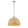 thumbnail image 2 of Innovations Lighting  Woven Rattan - 1 Light 16" Stem Hung Pendant Polished Nickel/Natural Rattan, 2 of 5