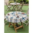 thumbnail image 4 of Outdoor Tablecloth with Umbrella Hole for Patio/Picnic/Party/Camping, Navy Blue Starfish Waterproof Table Cloth Round Cover Washable, Coastal Summer Beach Ocean Rustic (Dia 60"), 4 of 8
