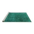 thumbnail image 2 of Ahgly Company Machine Washable Indoor Rectangle Oriental Turquoise Blue Industrial Area Rugs, 3' x 5', 2 of 4