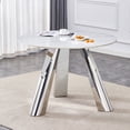thumbnail image 2 of 42 inch round dining table, marble top, stainless steel legs, modern kitchen 4-6 person dining table, metal coffee table for living room, dining room, apartment, 2 of 23