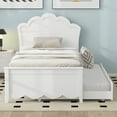 thumbnail image 3 of Bed Frame Twin Size Wood Platform Bed with Headboard and Twin Size Trundle, White, 3 of 8