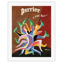 Perrier - It’s Crazy (C’est Fou) - Sparkling Mineral Water - Vintage Advertising Poster by Bernard Villemot c.1970s - Fine Art Rolled Canvas Print 20in x 26in