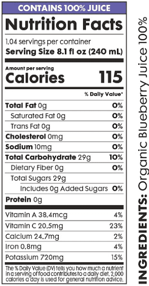 Pomona Organic Juices Blueberry Juice, 8.4 Oz Bottle (Pack of 12)