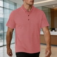 thumbnail image 2 of vdgthytj Mens Short Sleeve Shirts Lapel Collared Button Loose Fitted Pullover Tops Summer Breathable Striped Casual Shirts, 2 of 7