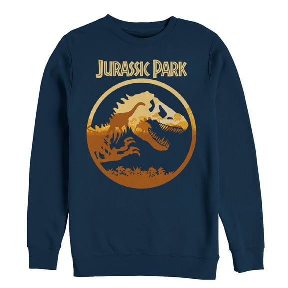 Men's Jurassic Park T. Rex Sunset Silhouette Sweatshirt Navy Blue Large