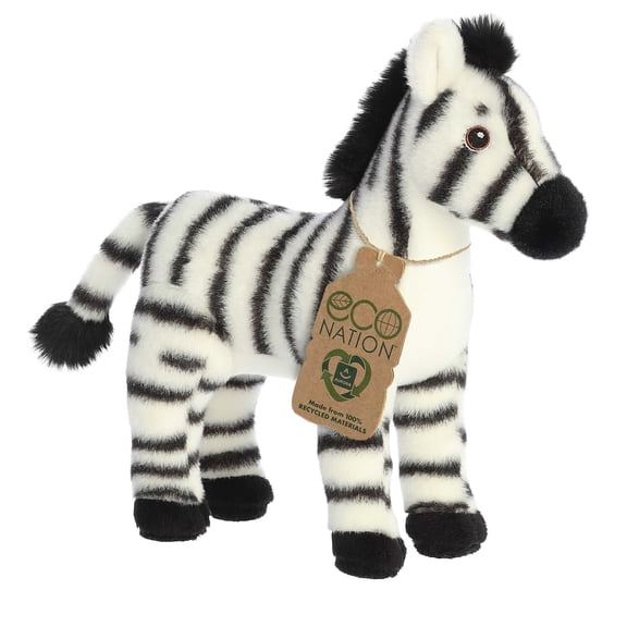 Aurora - Medium White Eco Nation - 10" Zebra - Responsibly Made Stuffed Animal