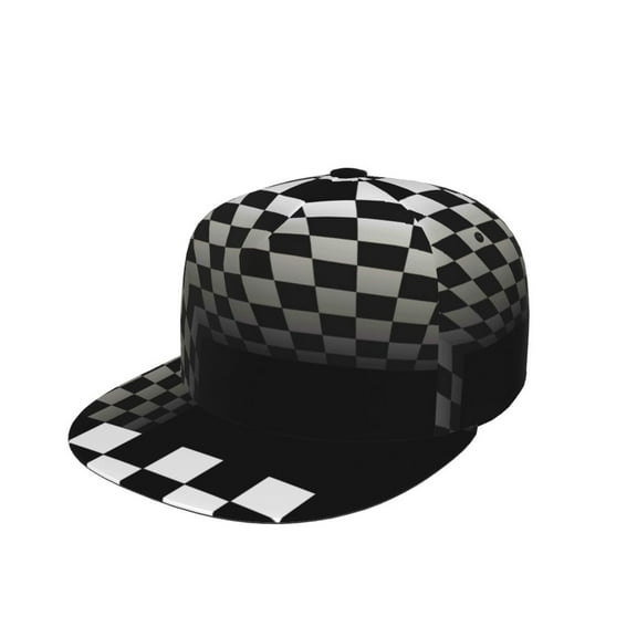 Kdxio 3d Black and White Checkerboard Print Snapback Hat for Men Women,Adjustable Baseball Cap