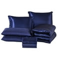 thumbnail image 3 of JML 8 Piece Silky Satin Comforter Set, Bedding Bed in a Bag,Navy,Queen, 3 of 7