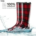 thumbnail image 3 of SMILIN Colorful Rain Boots for Women,Mid-Calf Waterproof Anti-Slip Slim Calf Garden Shoes,Red Plaid,US Size 10, 3 of 8