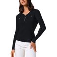 thumbnail image 4 of INSPIRAR CHIC Blusa de Mujer Otoño Invierno de Manga Larga Cuello en V Elegante Tops de Punto Acanalado S Negro, 4 of 6