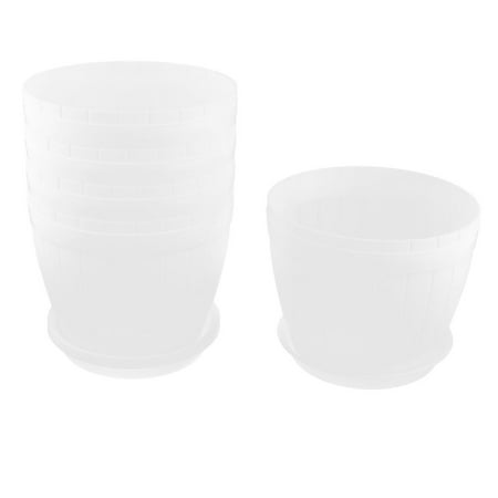 Aloe Seed - Parterre Plastic Round Aloes Plant Flower Seed Pot Holder Container White 5pcs