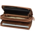 thumbnail image 6 of Marshal Genuine Leather Double Zipper Clutch Checkbook Wallet for Women #4575CF Swiss Cognac, 6 of 6