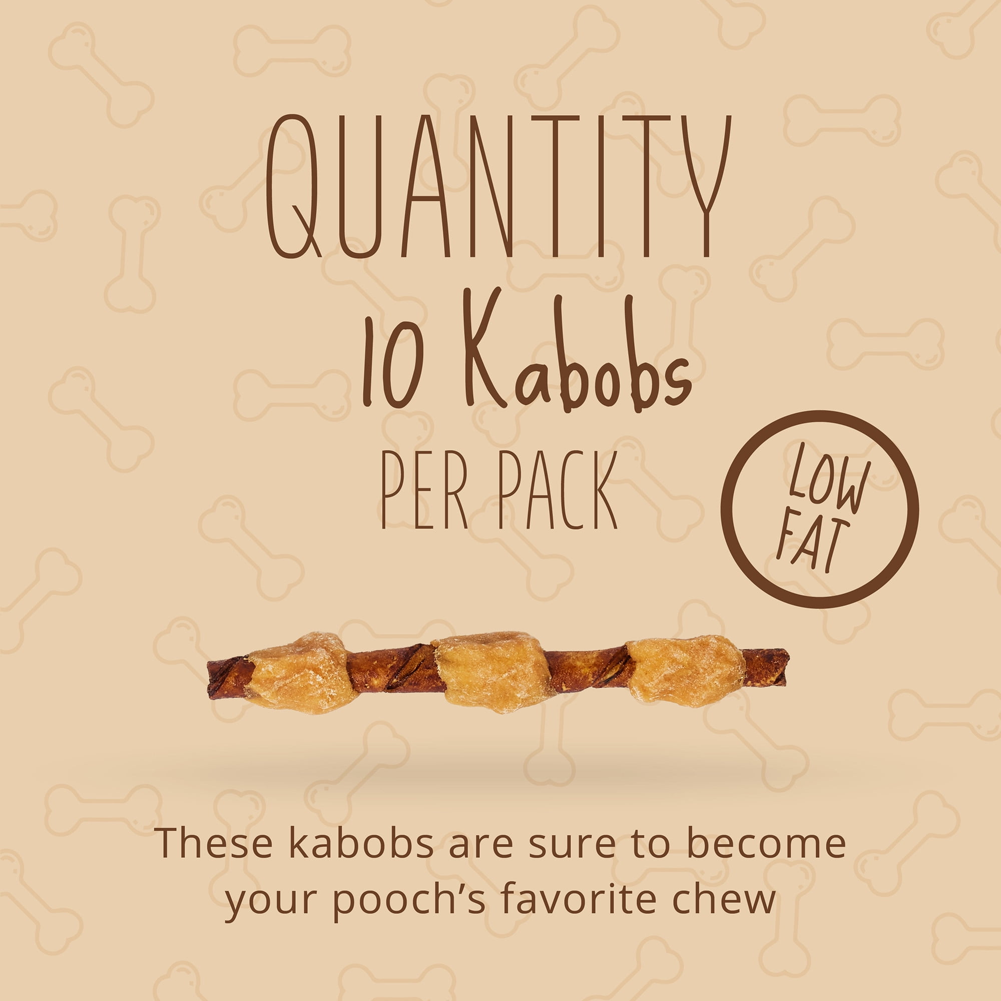 Better Belly Kabobs with Real Peanut Butter, Highly Digestible Rawhide Chews, 10 Count