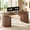 Brown, variant on SEDETA 57" Electric Standing Desk with Storage, Height Adjustable Curved Fluted Computer Desk with Cabinets & Power Strip, Home Office Desk with Charging Station, Boho Style, Oak
