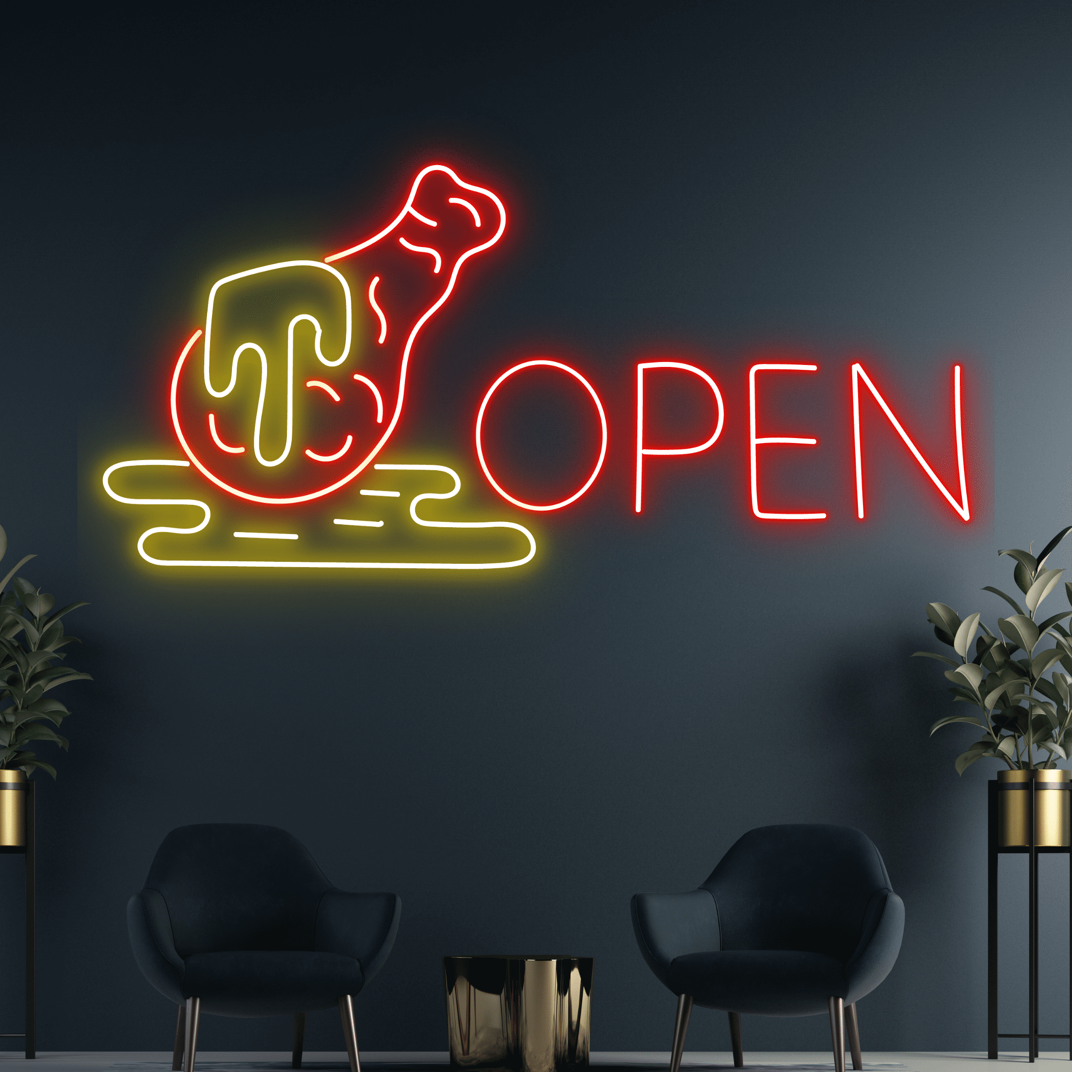 Glowneon Fried Chicken Open Neon Sign, Korean Restaurant Welcome Sign