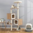 thumbnail image 4 of Costway 64.5" Multi-layer Wooden Cat Tree Indoor Tower Activity Play Center Cat House, 4 of 10