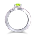 thumbnail image 4 of Diamond-Capitals 2.50 Carat Round Shape Peridot & Pink Sapphire Gemstone Luxurious Bridal Ring for Women Solid 18K White Gold Size 9.5, 4 of 8