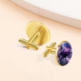 thumbnail image 7 of PhooArto Men's Classic Stainless Steel, Cool Dinosaur on Purple Galaxy Cufflinks Business Wedding Shirts, Golden, 7 of 7