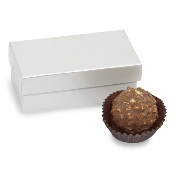 Set Of 24, Double Truffle Boxes Pearl 3.25 X 1.5 X 1.25"- 2 Pc Box Great For Wedding Favors
