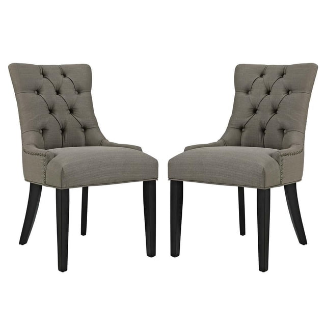 Modway Regent Dining Side Chair Fabric Set of 2 in Granite