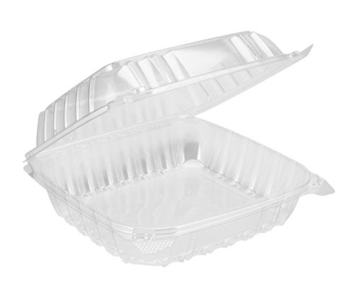 Details about   8" x 8" x 3" Clear Hinged Plastic 3-Compartment Take-Out Container REF # PXT-833 