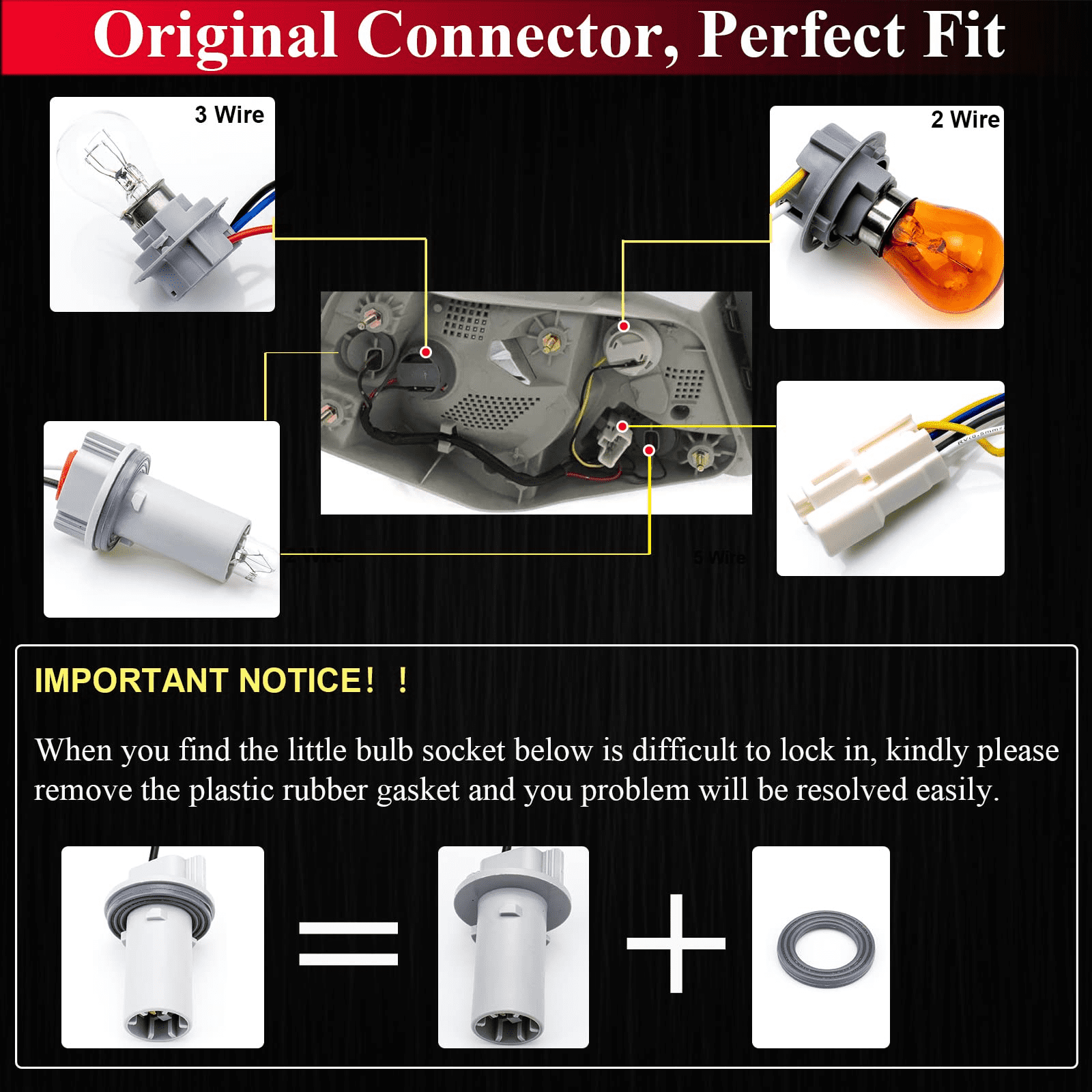 HOPUT 92450-3Q000 92450 3q000 Tail Lamp Holder and Wiring with 8 Halogen Bulbs, Compatible with Hyundai Sonata 2011 2012 2013 2014, Exterior, Rear (Pack of 1)