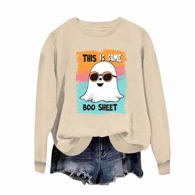 Ailaofu Womens Halloween Crewneck Sweatshirt Cute Long Sleeve Graphic Pullover Tops Fall Fashion Clothes