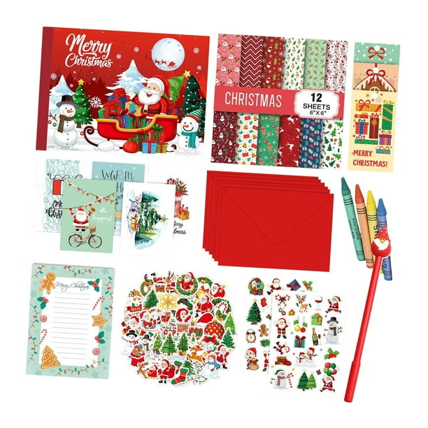 Kit de álbum de Recortes Navideño para Niños, Manualidades DIY con Sobres, Papel Y Pegatinas, Papelería, Suministros para álbumes de Recortes, Juego D