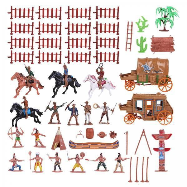 2x1Set E Indios Figuras de Plástico Accesori Juegos Juguetes para Sunnimix Figuras Indios Cowboys