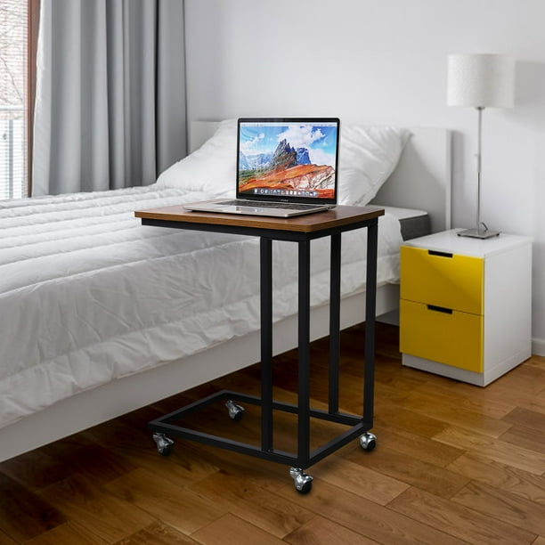C Shaped Tables with Wheels for Living Room Bedroom Nightstands End