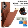thumbnail image 6 of Mantto for iPhone 16 Back Wallet Case with Card Holder, Magnetic Clasp 3 Card Slots RFID Blocking Premium PU Leather Shockproof Anti-Scratch Wallet Phone Case for iPhone 16, Brown, 6 of 7