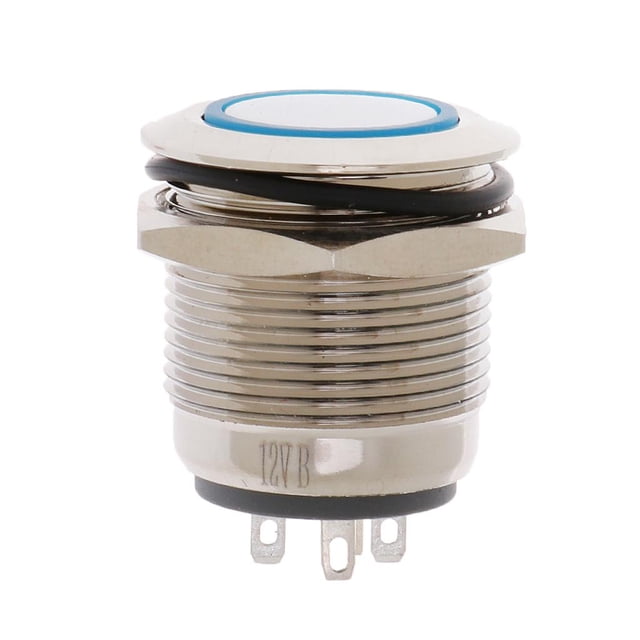 Interruptor de Botón Pulsador de Enclavamiento de Metal LED 19mm 12V Autoblocante shamjiam Interruptor de encendido
