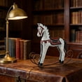 thumbnail image 4 of Nordic Vintage Rocking Horse Figurine, Distressed Wooden Tabletop Decor, Rustic Style Ornament for Living Room, Shelf & Bedroom, Set of 2, 4 of 6