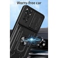 thumbnail image 3 of Case for Xiaomi Redmi Note 11 Pro with Card Holder, Heavy Duty Protection Phone Case with Magnetic Ring Kickstand Slide Camera Cover for Xiaomi Redmi Note 11 Pro/Note 11 Pro+ LJK Black, 3 of 8