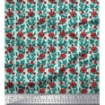 thumbnail image 1 of Soimoi Polyester Crepe Fabric Leaves & Floral Block Decor Fabric Printed Yard 52 Inch Wide, 1 of 1