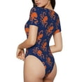 thumbnail image 3 of Daiia Octopus print Women's Crew Neck Short Sleeve Bodysuit Fashion Tops Fit Casual Basic Extender Bodysuit-Large, 3 of 9