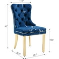 thumbnail image 4 of KCC Velvet Tufted Dining Chairs Set of 2, Back Pull Ring & Nailhead Trim, Gold Stainless Steel Leg Upholstered Side Chairs for Kitchen & Dining Room, Blue, 4 of 9