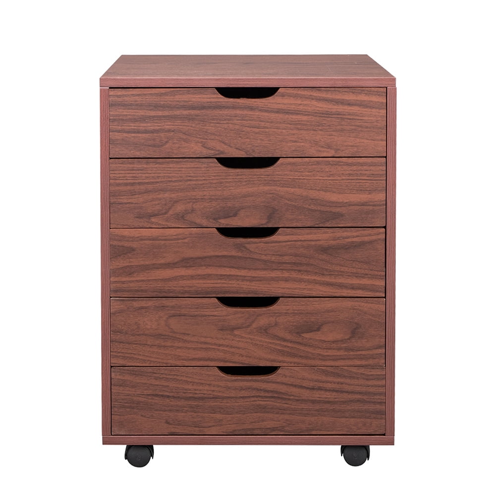 Lowestbest Five Drawer Wooden Office Cabinet, Mobile Filing Cabinet, Brown Lowestbest Five Drawer Wooden Office Cabinet, Mobile Filing Cabinet, Brown